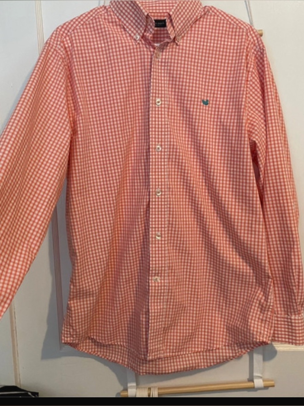 Southern Marsh Coral Gingham Button-Down Shirt